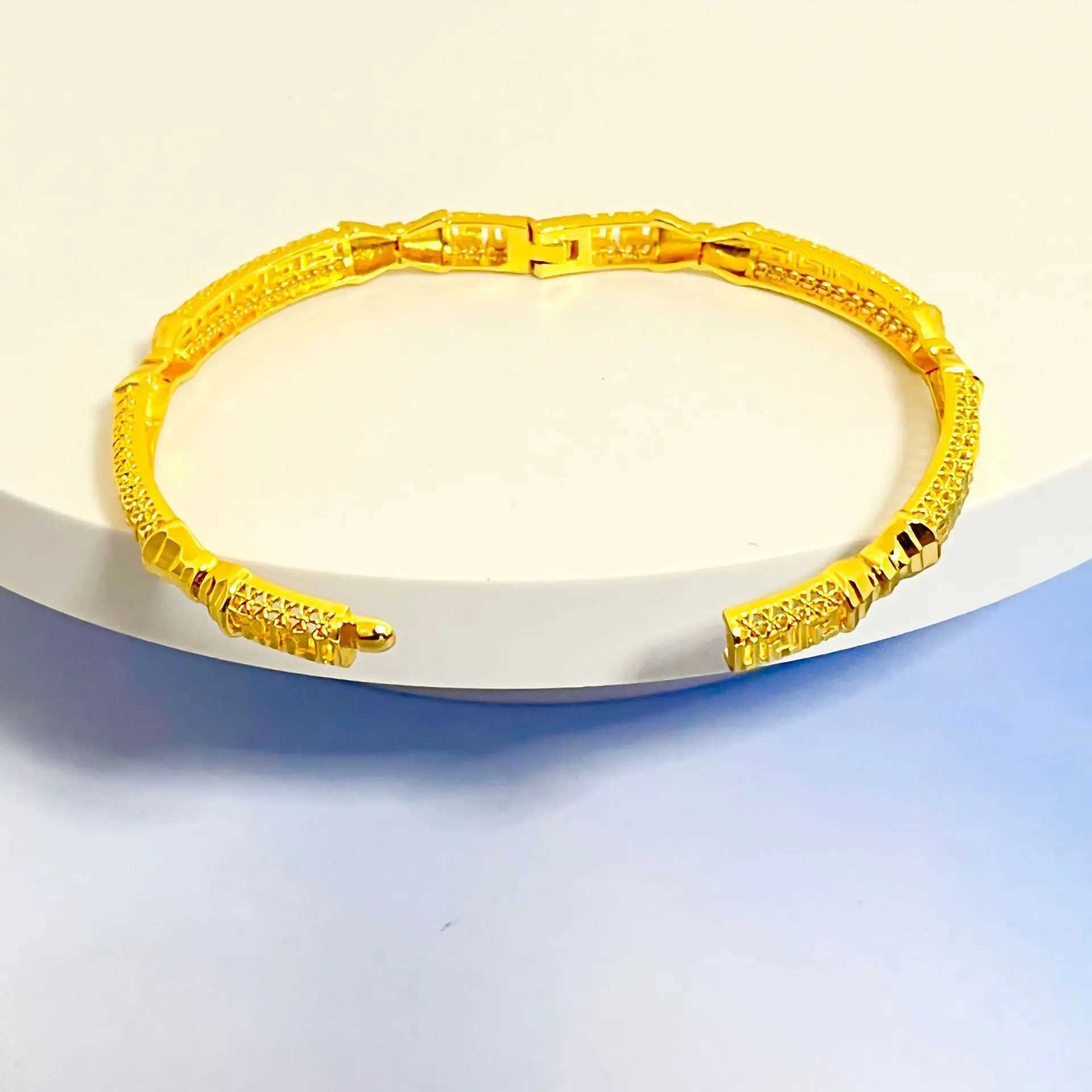 Home>Products>High quality AU999 gold hollow buckle bracelet 24K real gold new fashion womens fashion temperature wedding jewelryXJ250315