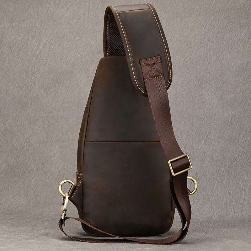 Luufan Men's Ipad Mini Cow Leather Shoulder Bags Casual Sporty Male Anti Theft Chest Pack Slim Bag For Men