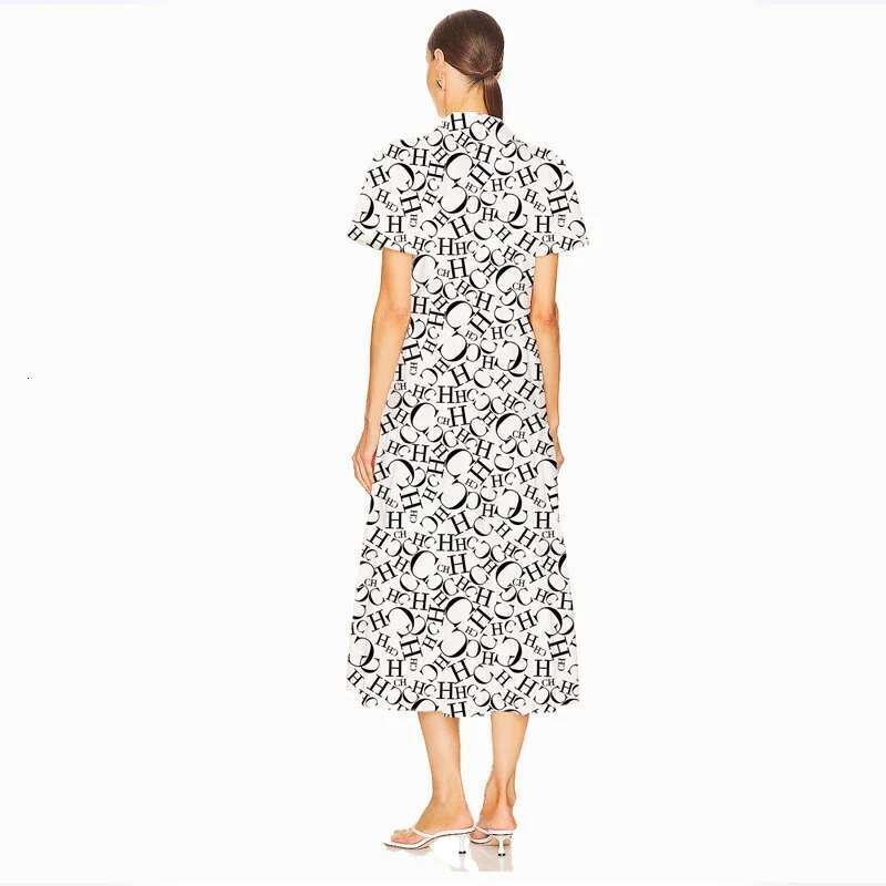 Summer Women Commuter Versatile High End Female Elegant Dress Letter Thin Band Design Office Ladies Classic Dresses