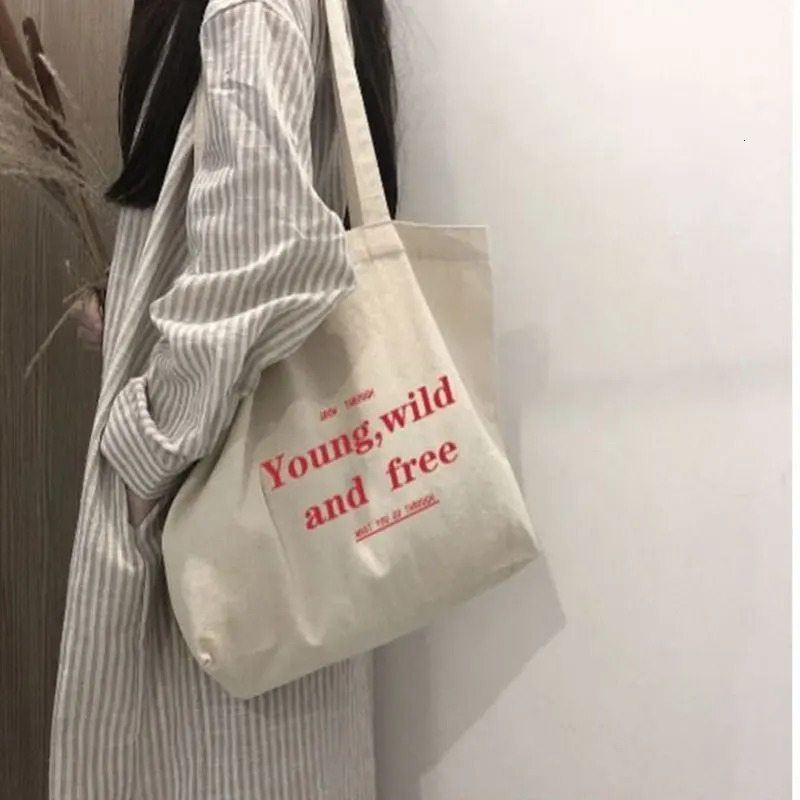 Womens Shoulder Bag Casual Female Capacity Tote Bags Large Shopper Canvas Letter Fashion Harajuku Zipper Print Canvas Handbags 250311