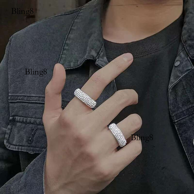 Iced Out Ring Homme Titanium Steel Chunky Rings For Men Women Couple Fashion Jewelry Accessories Wholesale Korea Style