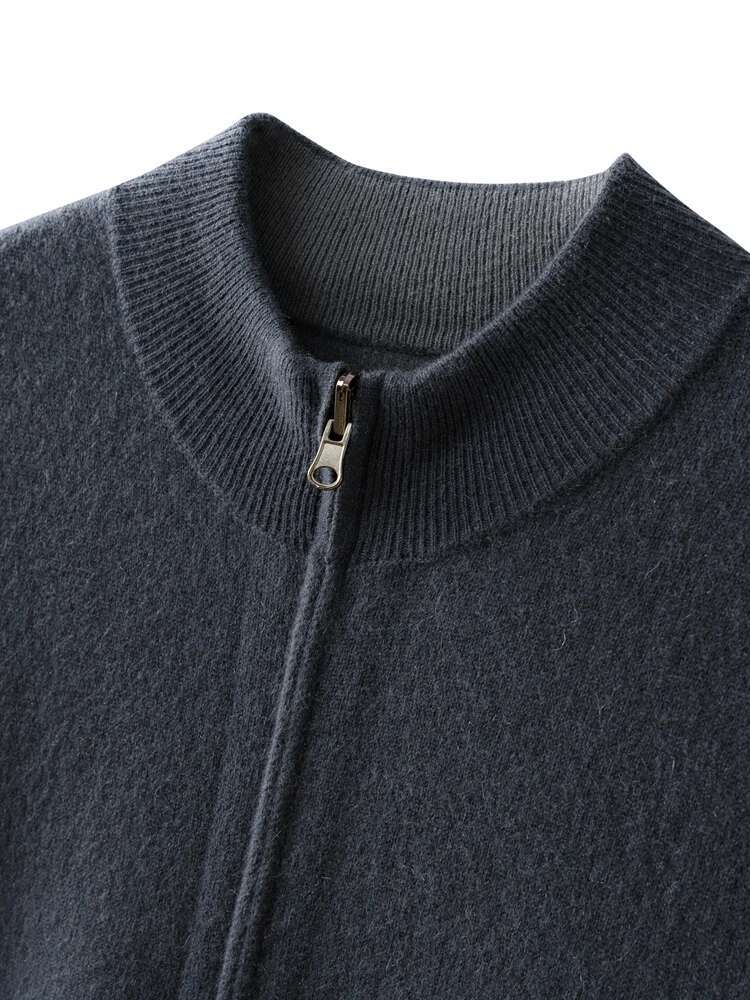 Yoyoselect Men 100% Cashmere Sweatercoat Autumn Winter Double Side Wear Cardigan Casual Smart Coat Knitwear Zipper Tops