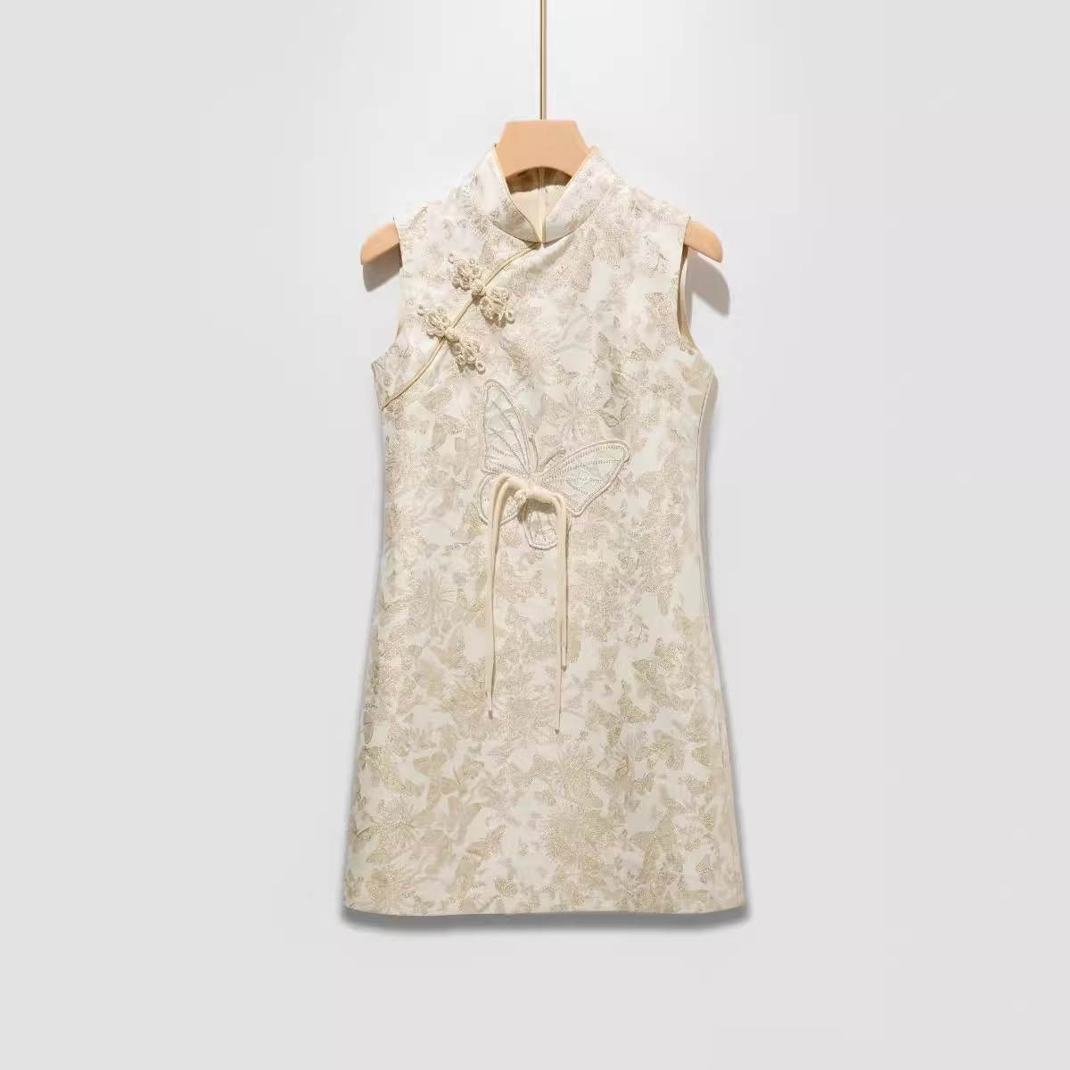 L41105 Spring new embossed brocade jacquard gold thread butterfly cheongsam Baroque style dress