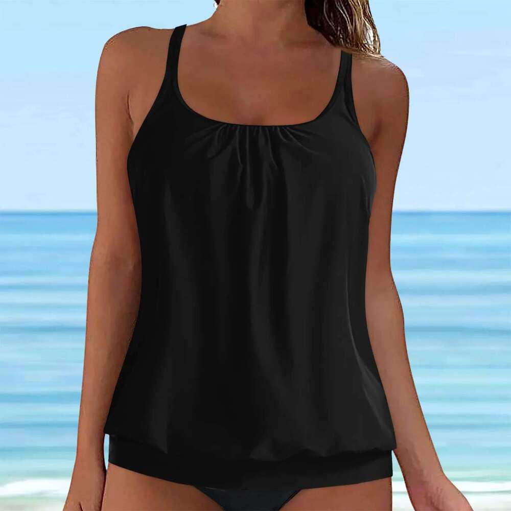 Women's casual swimsuit, bikini top, Karaoke push ups, soaking swimsuit, tankini, sexy slimming swimsuit, women's soft swimsuit, Y-Solid
