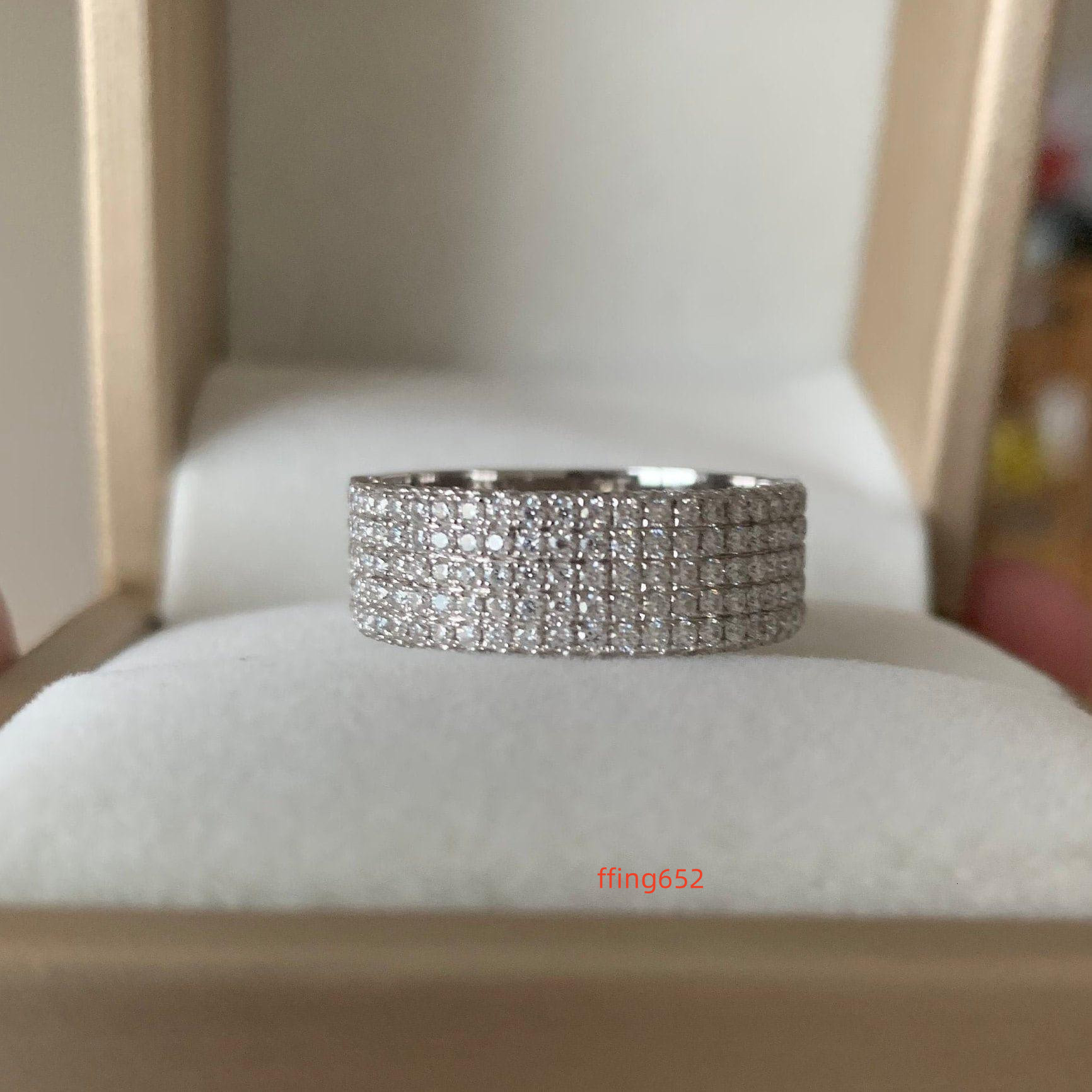 Band Ring Moissanite Diamond Fine Sterling Silver Hip-Hop Style Wedding Gift Unisex Twilight Bella Celebrity