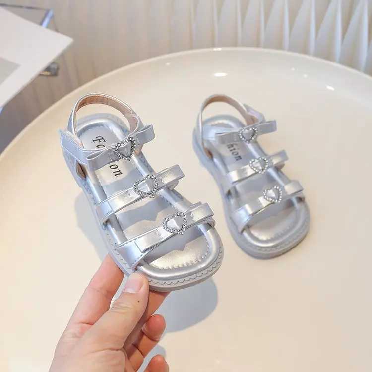 Girls Sandals 2025 Summer Fashion Bow Soft Bottom Baby Princess Shoes Childrens Open Lace Beach Shoes 3-8 Years OldT250315