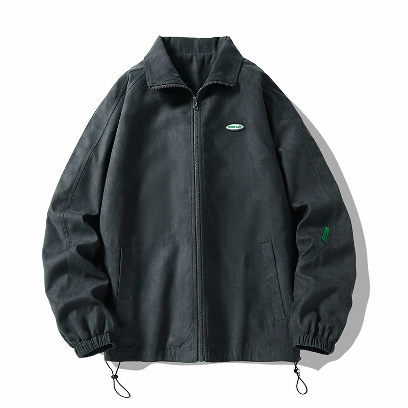Autumn Oversize Bomber Jacket Men Vintage Baggy Coat Fashion Korean Streetwear Zip Up Outerwear Clothing Tops Male Plus Size 3XL 250312