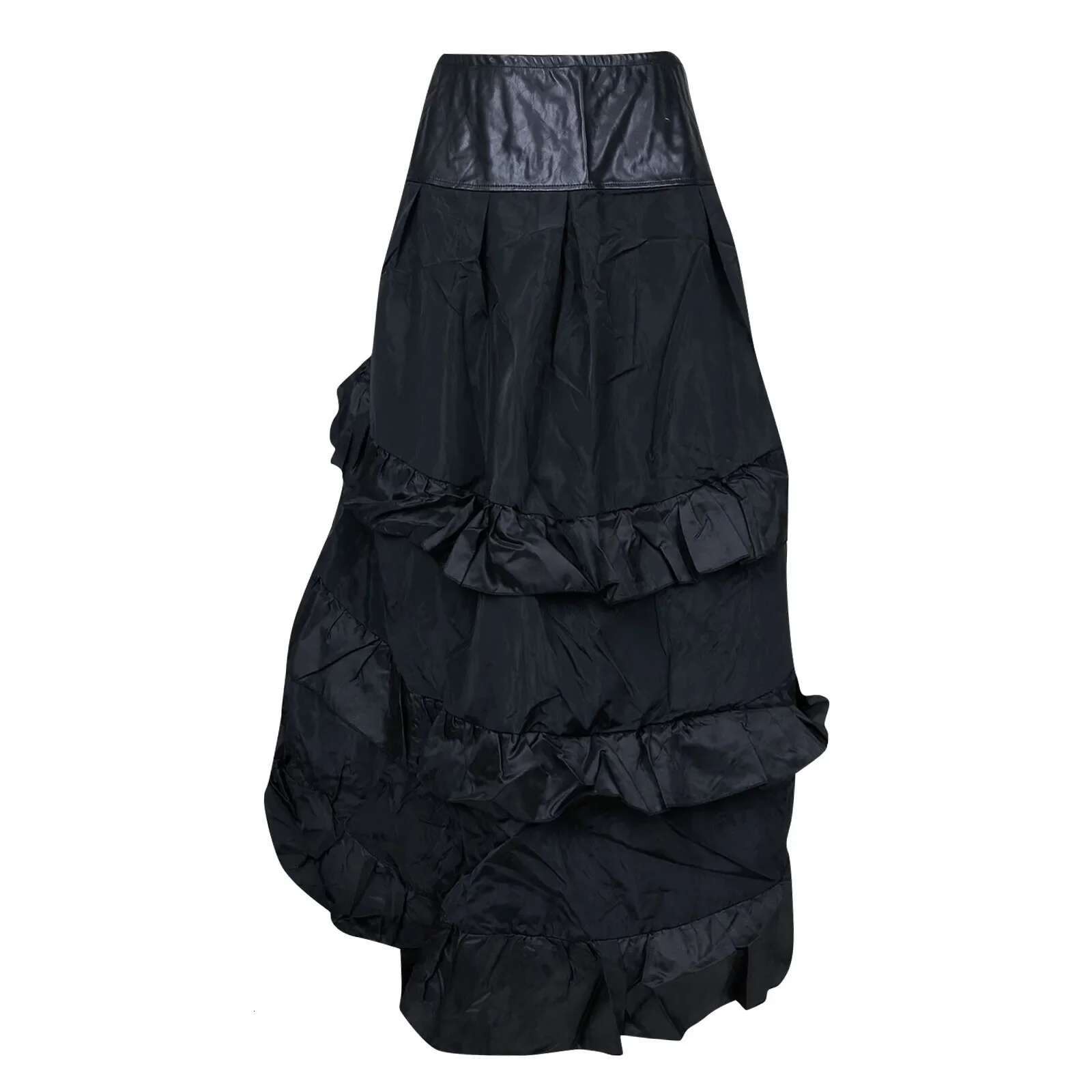 Vintage Women Pirate Ruffled Trim Gothic Irregular Corset Matching Skirts Steampunk Medieval Showgirl Party Dress