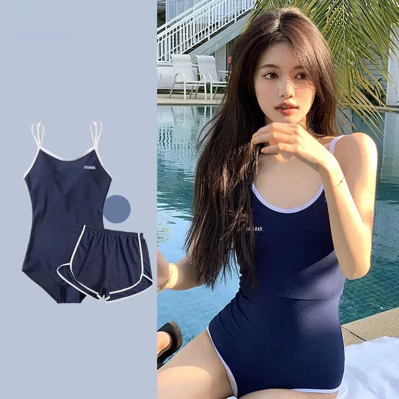 2023 New Japanese Sty Swimwear Two Piece Swimsuit Set Sexy Covering Belly Slim Conservative Hot Spring Small Breast BeachwearXJ250315