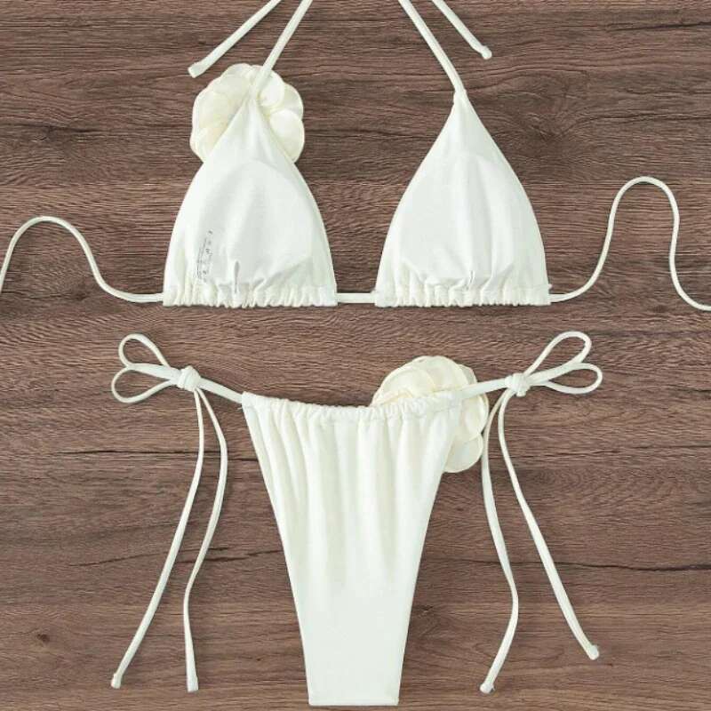 S-L Sexy 3D Flowers Liquor Strapless Bikini Women Swimwear Women Swimwear Two-Piece Bikini Set Swimwear Swimwear
