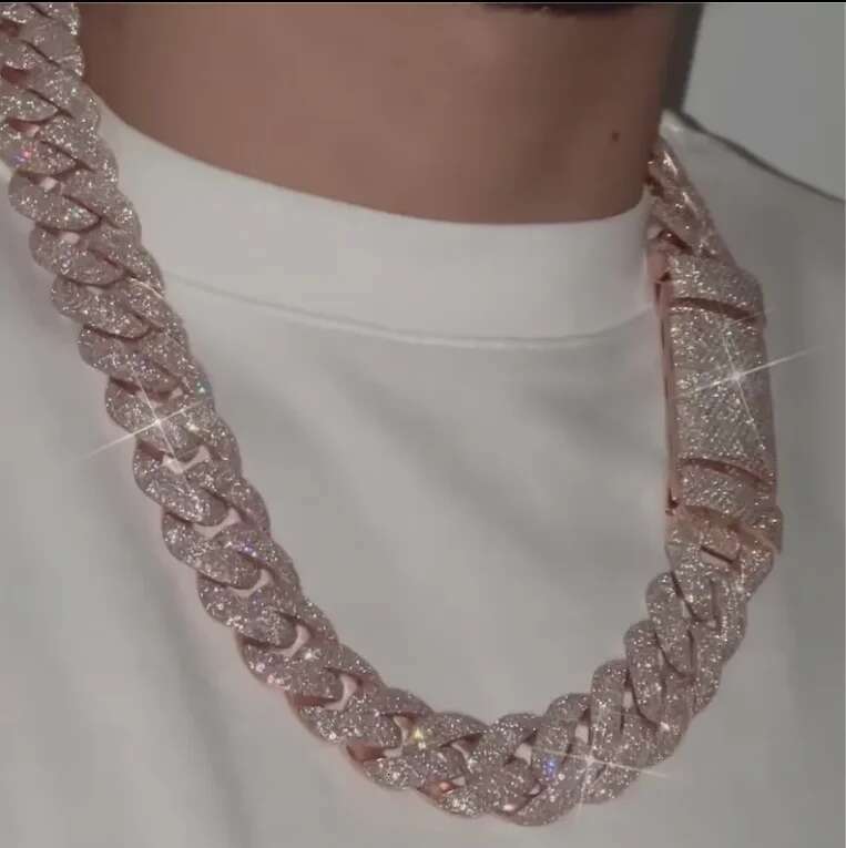 Heavy Miami VVS Rose Gold Plated Iced Out Moissanite Cuban k Chain
