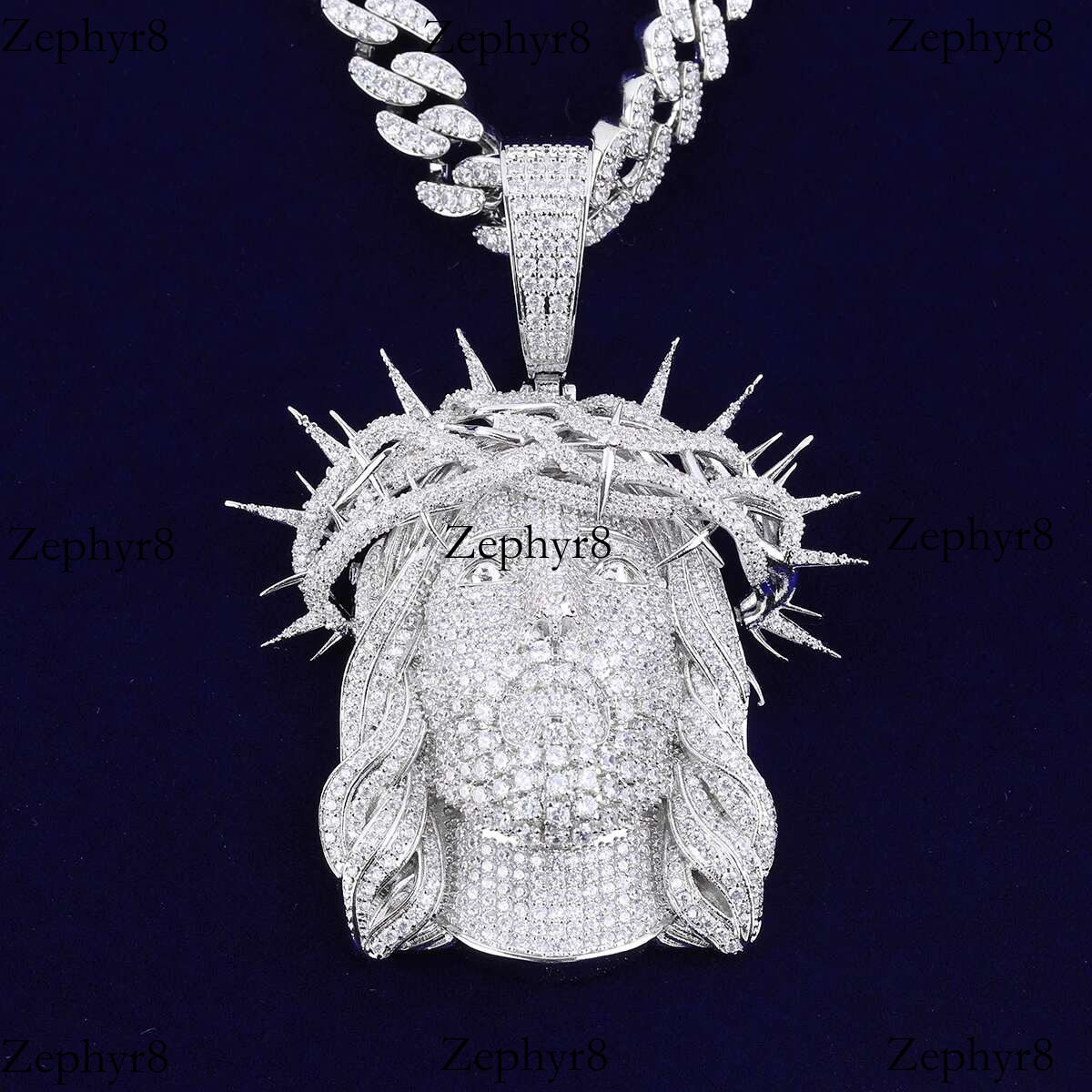 Bubble Letter Iced Out Ratten Jesus Necklace Pendant for Men Prong Setting Cubic Zirocnia Hip Hop Jewelry