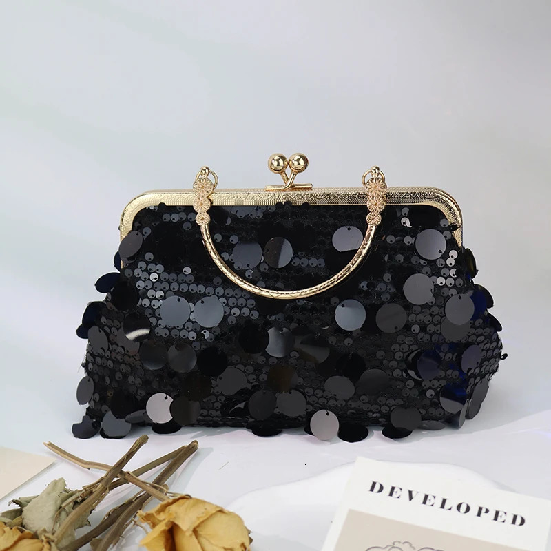 Vintage Glamorous Evening Clutch Bag for Women Retro Party Purse with Round Sequins Perfect for Weddings PromsFormal Events 250311