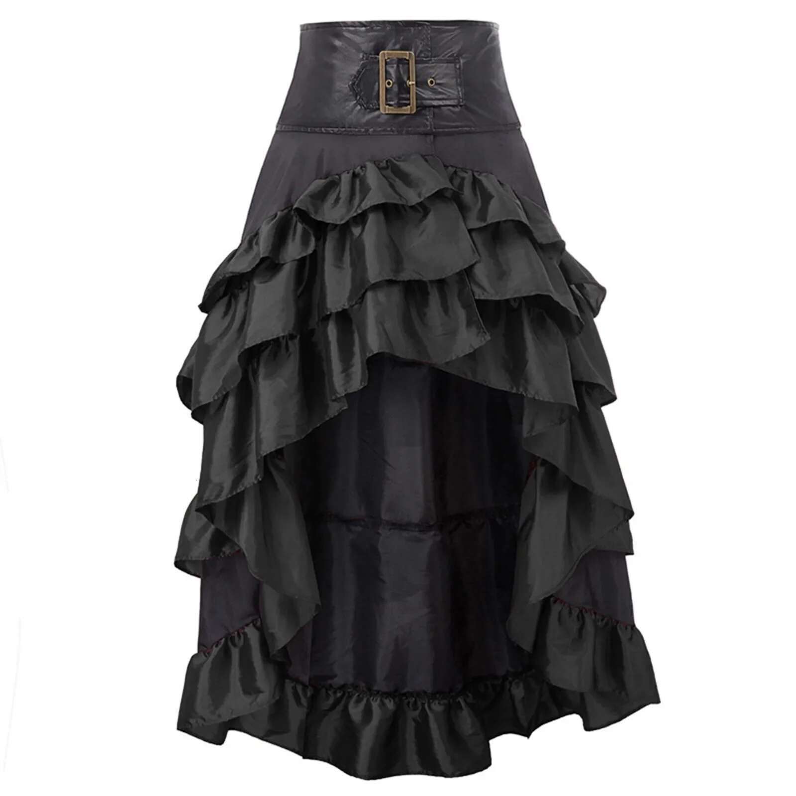 Vintage Women Pirate Ruffled Trim Gothic Irregular Corset Matching Skirts Steampunk Medieval Showgirl Party Dress