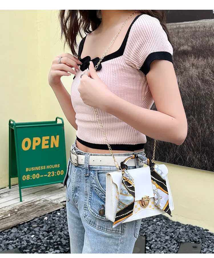 New womens bag dot panel printing ten font scarf bag buckle shoulder bag womens cross body bag Y250315