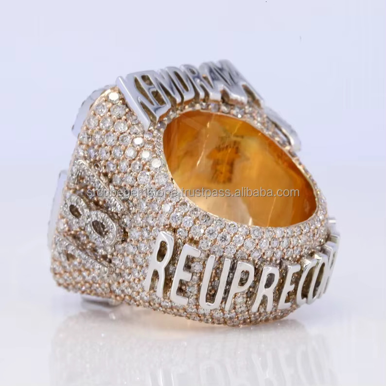 Custom Letters Iced Out Moissanite Ring for Men10k Solid Gold Initial CZ Diamond Hip Hop Ring for Him Big Symbol Rappers Ring