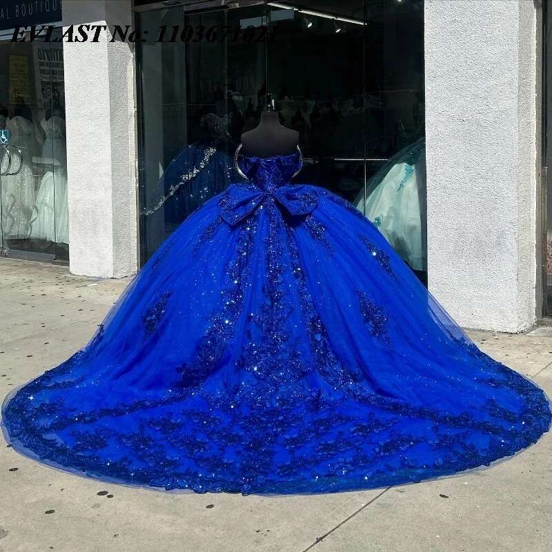 2025 custom royal blue crystal fringed prom quinceanera dress sequins appliques sweet 16 dresses 15 years