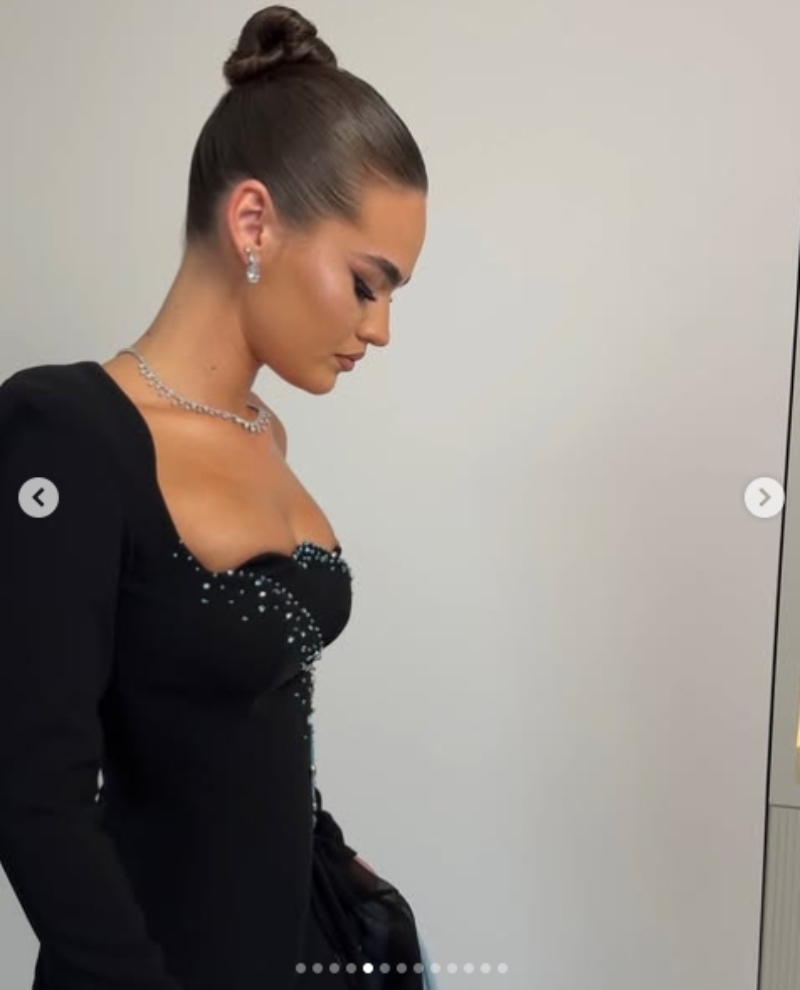 2025 Elegant Black Mermaid Prom Dresses Side Slit Long Sleeves Chic Formal Party Gowns Embroidery Floral Beaded Evening Dress For Women