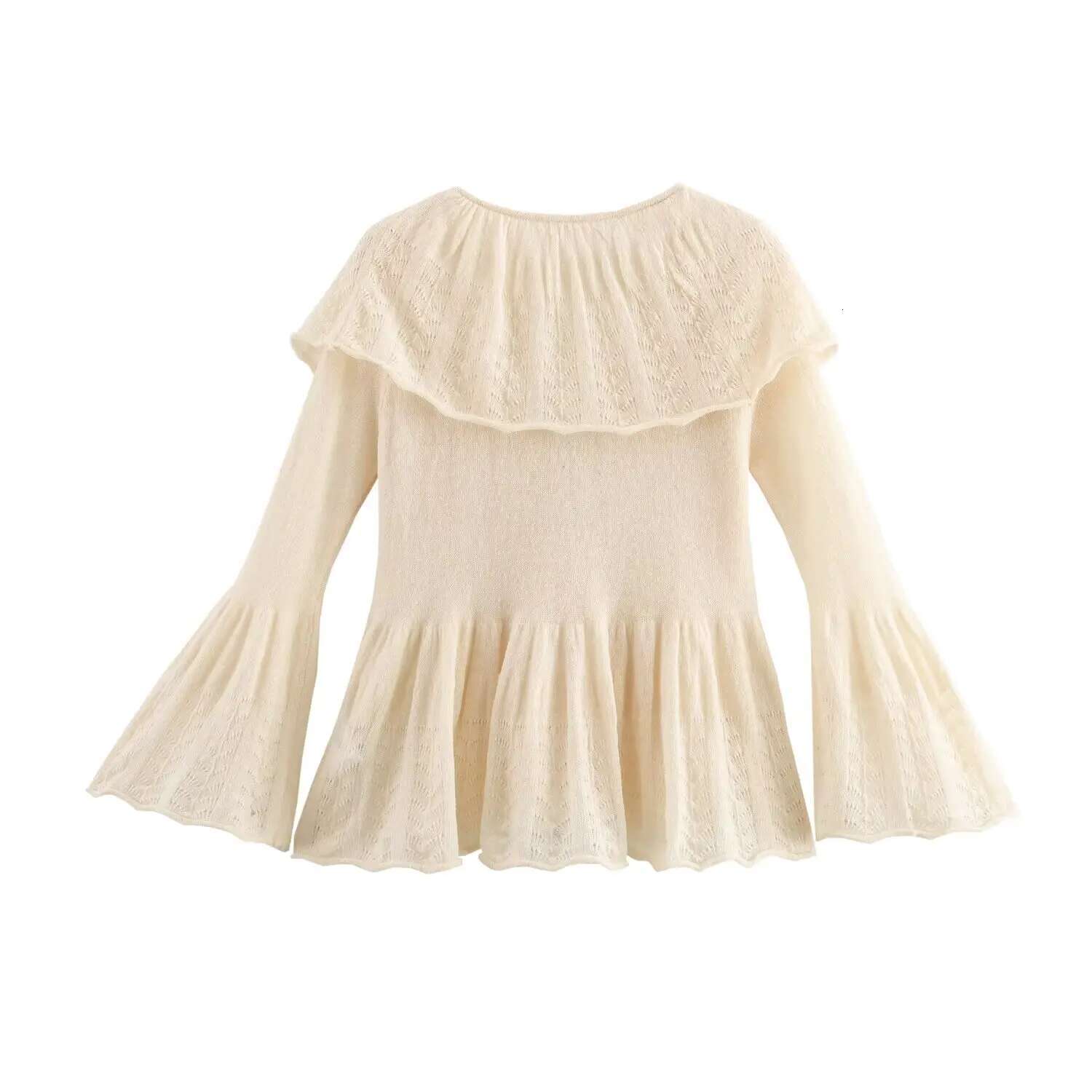 TRAFSHE Elegant Cardigan French Style Ruffle Long Sleeve Women Knitwear Spring Knitted Sweatetr Top 3456101