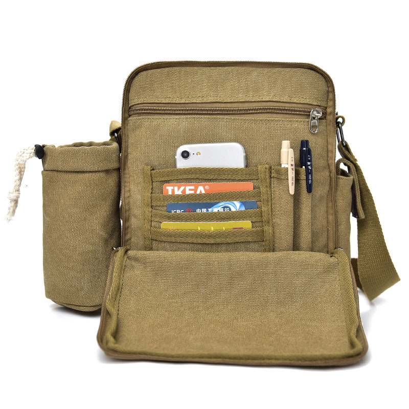 Trendy backpack workwear canvas with multiple compartments, leisure, fashionable men's one shoulder crossbody designer