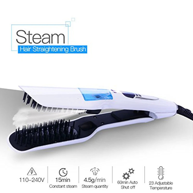 Professional Straightener Brush Heating Hair Combs Dual Voltage Curling Steam Flat Iron X251027