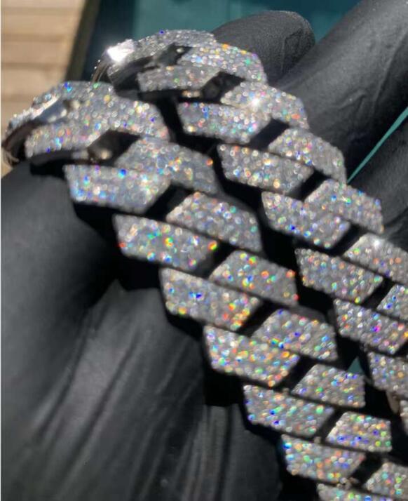VVS Moissanite Dia Cuban Chain Fast transport sterg sier chain20mm Real man necklace