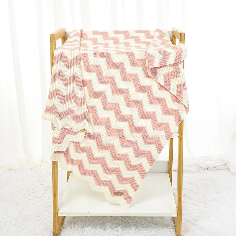 blanket cotton knit born plain weave girl bedding fashion strip baby stroller packaging Swaddle 100 * 80CM soft sleep cover 250314