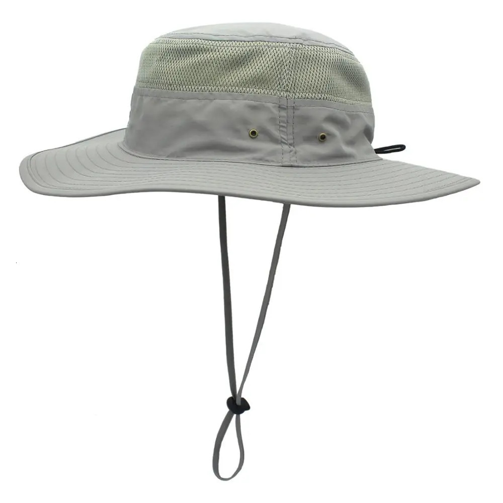 Connectyle Mens Summer Sun Hat UPF 50Wide Brim Breathable Bucket Hat Solid Adjustable Windproof Fishing Hat 250314