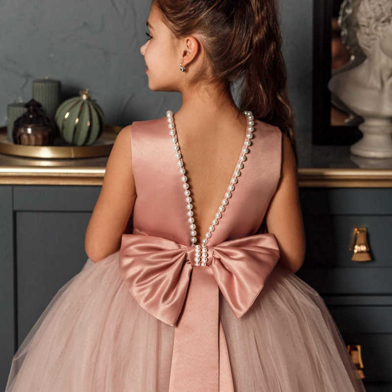 Girl's Dresses Flower girl wedding dress, girl backless dress, little girl host party dress, fluffy dress
