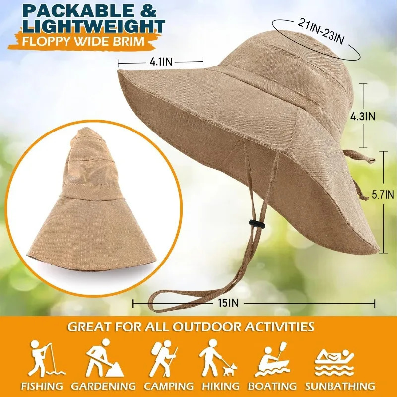 Womens visor with neck flap UPF 50 UV protection wide brimmed packable cotton cap Fishing Hiking Garden Beach 250314