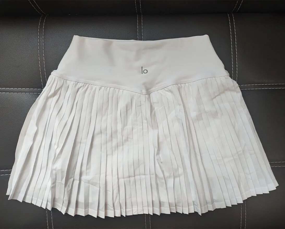 2025 Pure Color Women Short Leated Yoga High-Waisted Anti-Slip Tennis With Pocket Double Non-Slip Golf Skirt