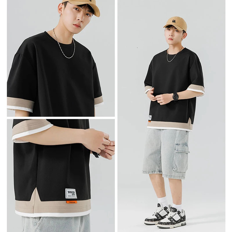 Plus Size 7XL 8XL Mens Straight Shoulder Summer Mens T-shirt 250314