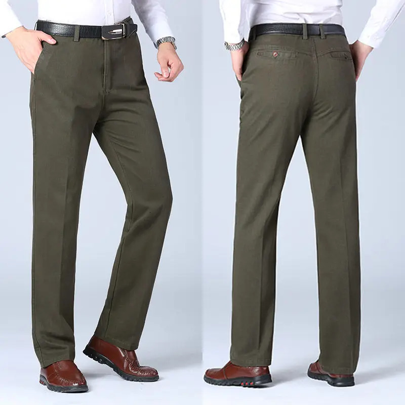 Mens Trousers Business Casual Pants Autumn Spring Dress Straight Black Suit Loose Formal 250313