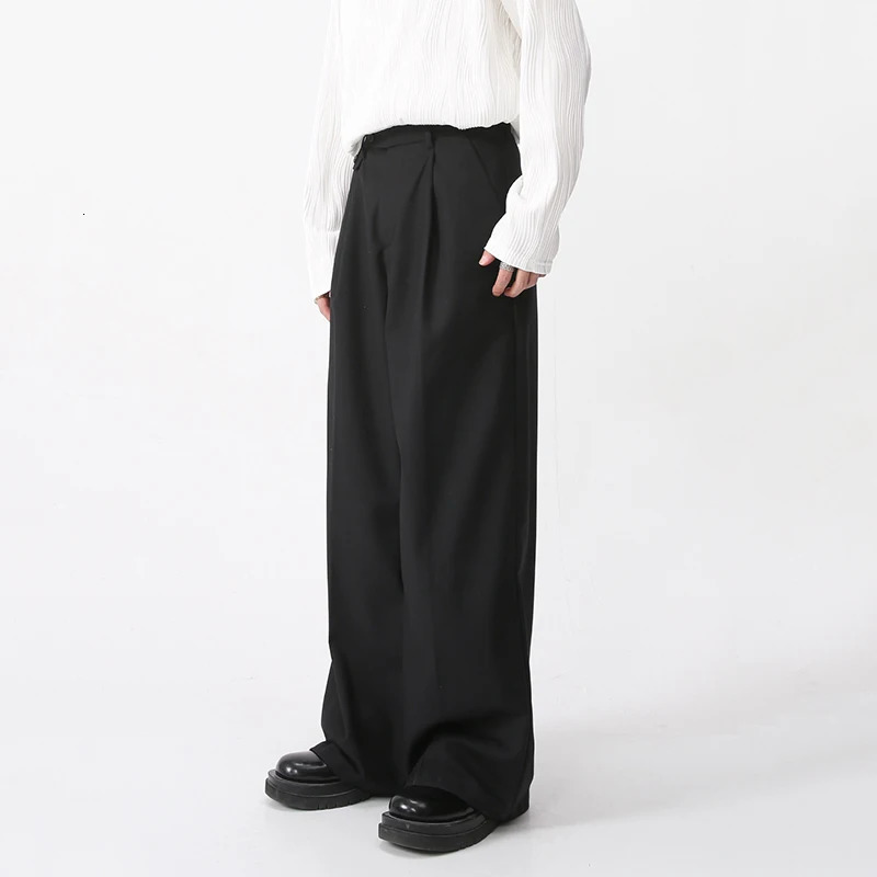 IEFB Mens Spring Loose Straight Pants Korean Fashion Simple Solid Color Mens Casual Mens Wide Legs 9A6959 250314