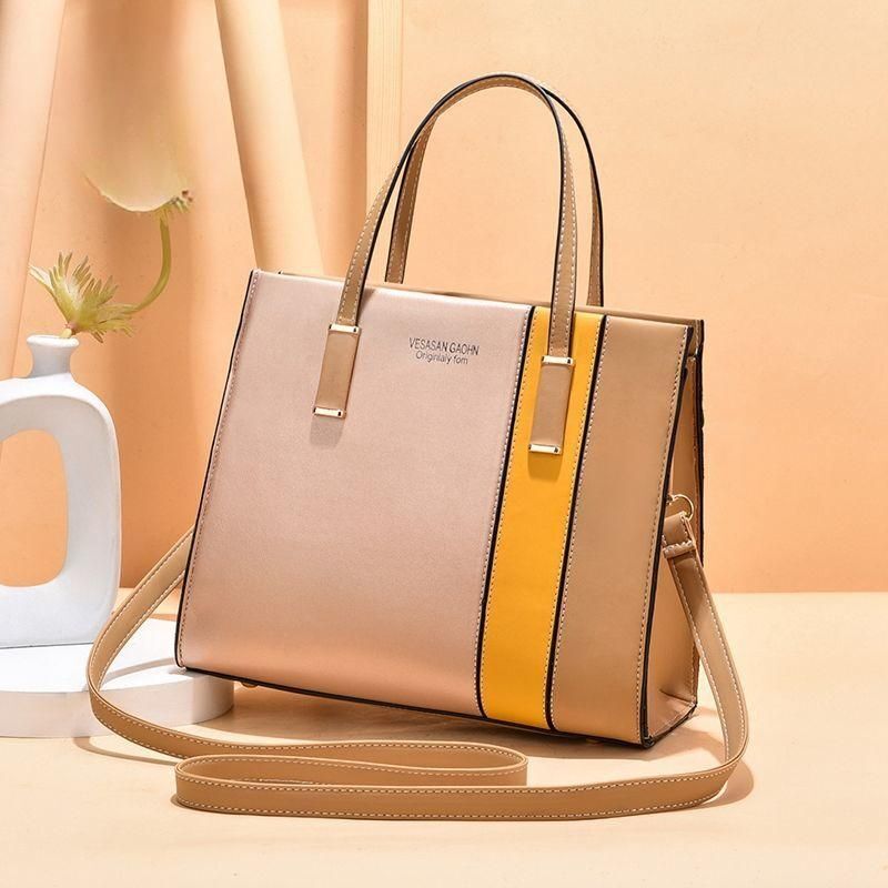 Pouch Full Large Capacity 2024 New Trendy Fashion Color Contrast Handbag Autumn And Winter Generous Women's Square Bag