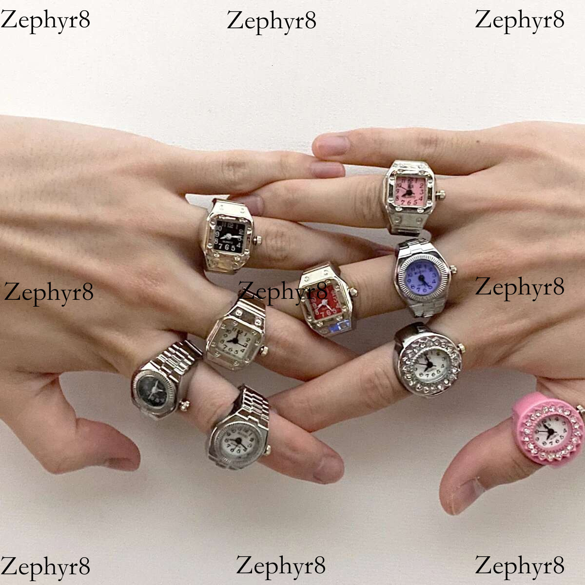 2025 model FFLACELL 2021 New Individuality Vintage Punk Elastic Stretchy Quartz Watch Rings for Women Man Hip-hop Couple Accessories