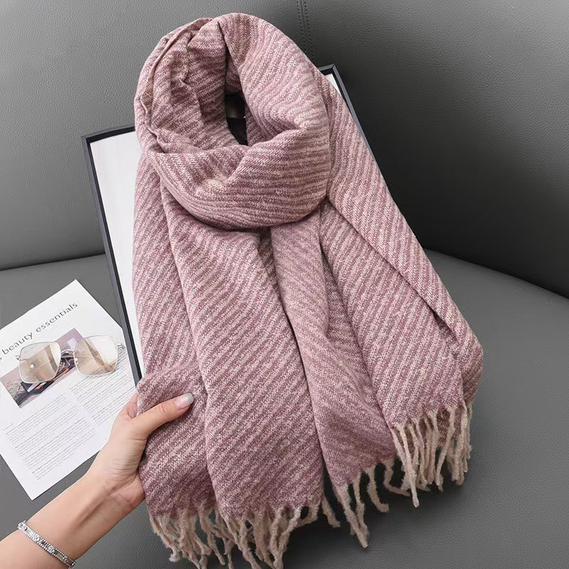 K138 Autumn and winter new retro tassel scarf Korean style fashion imitation cashmere student shawl versatile thick warm neck scarf