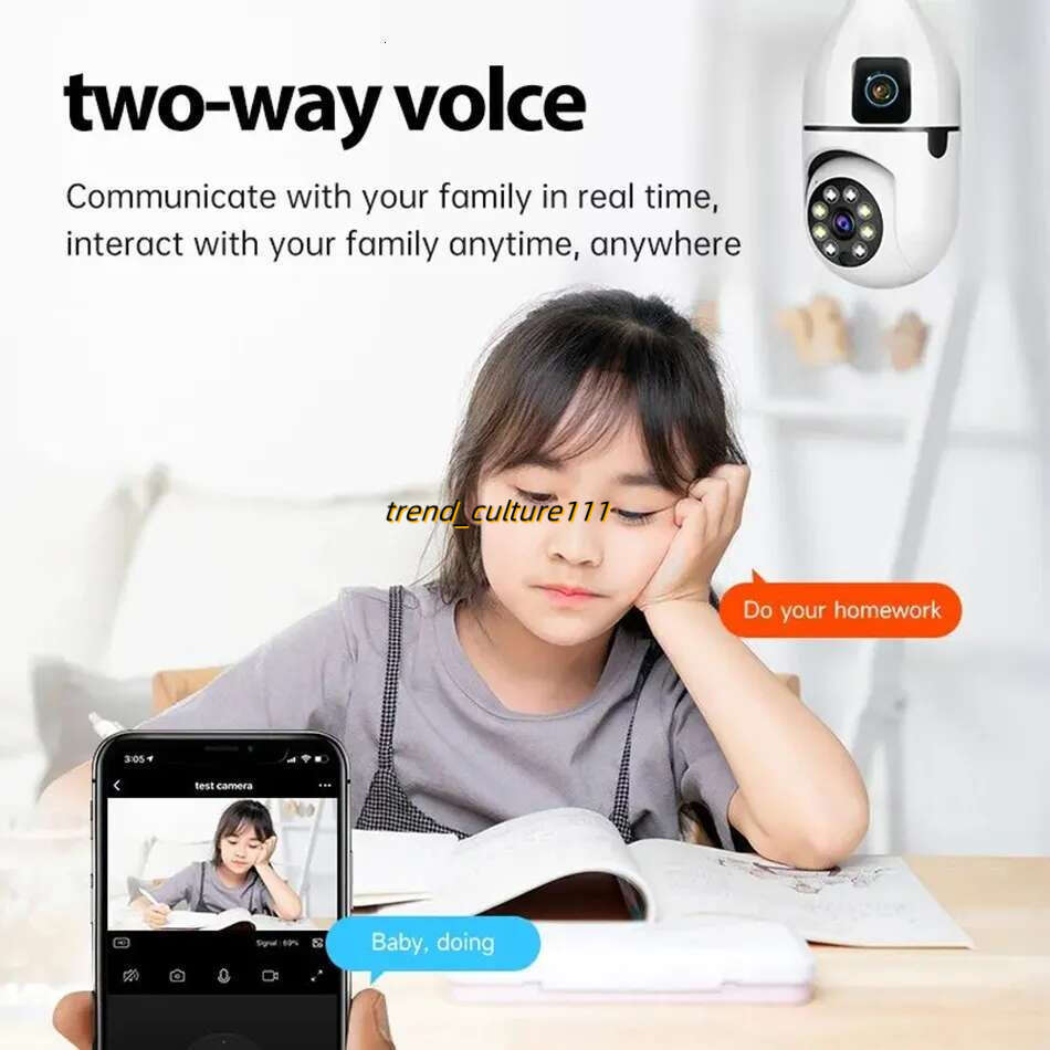 4MP E27 Dual Lens Bulb Camera WiFi Surveillance Night Vision 360 PTZ IP Cameras Human Tracking Indoor CCTV Security Monitor HD 1080P