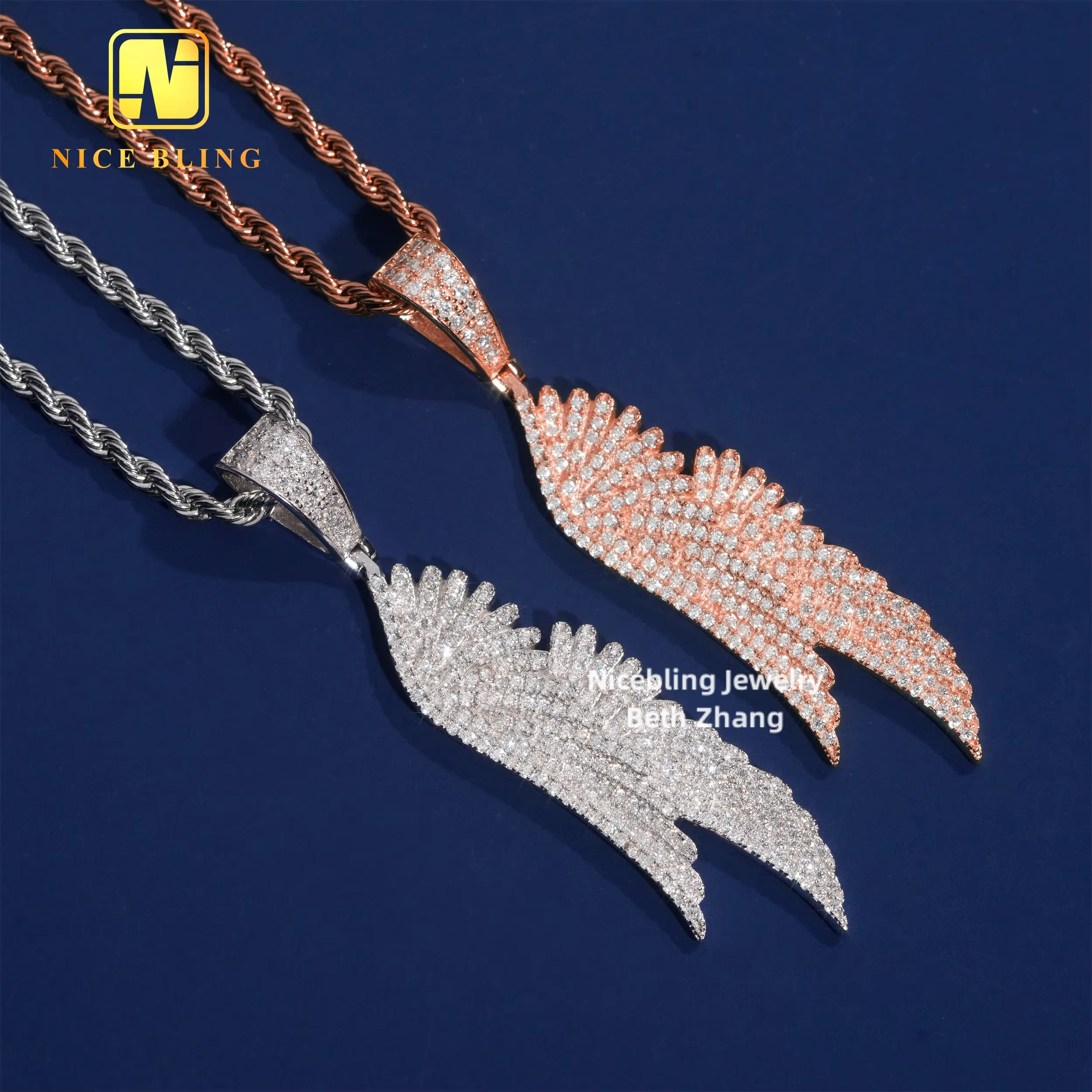 Wholesale Price 925 Silver Hip Hop Pendant Iced Out Jewelry VVS Moissanite Diamond Wing Pendant for Men Women