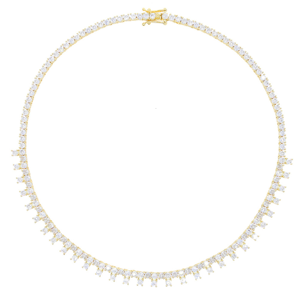 New square moissanite necklace trendy collarbone chain 3MM tennis chain diamond studded fashionable necklace