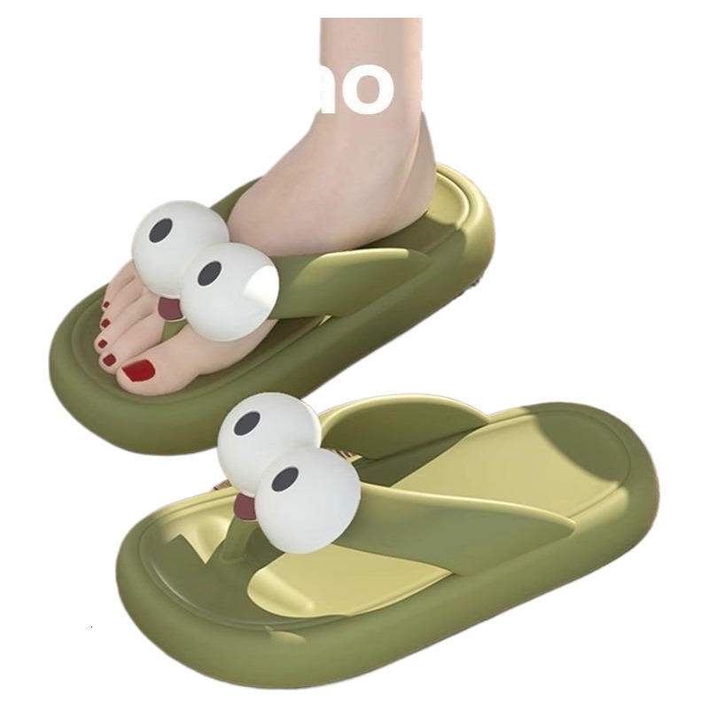 2025 New Designer Sandals DIY Thick Sole EVA Waterproof And Anti Slip Herringbone Cute Big Eyes Women's Sandal Slippers