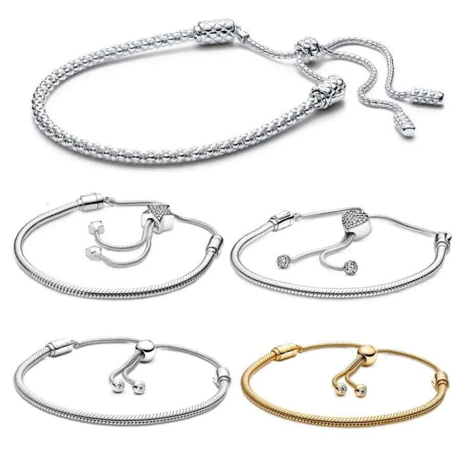 2025 Silver Snake Chain Slider Bracelet For Women Fit S925 Snake Jewelry Diy Pendant Charms Bead Birthday Gifts