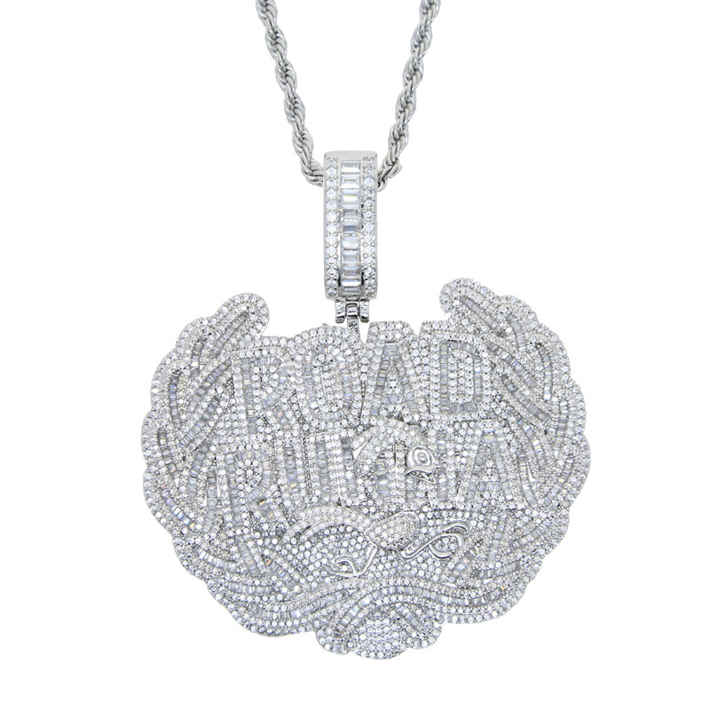 custom 925 Silver Round Plate Custom Pendant Moissanite Diamond Hip Hop Iced Out Pendant for Chain