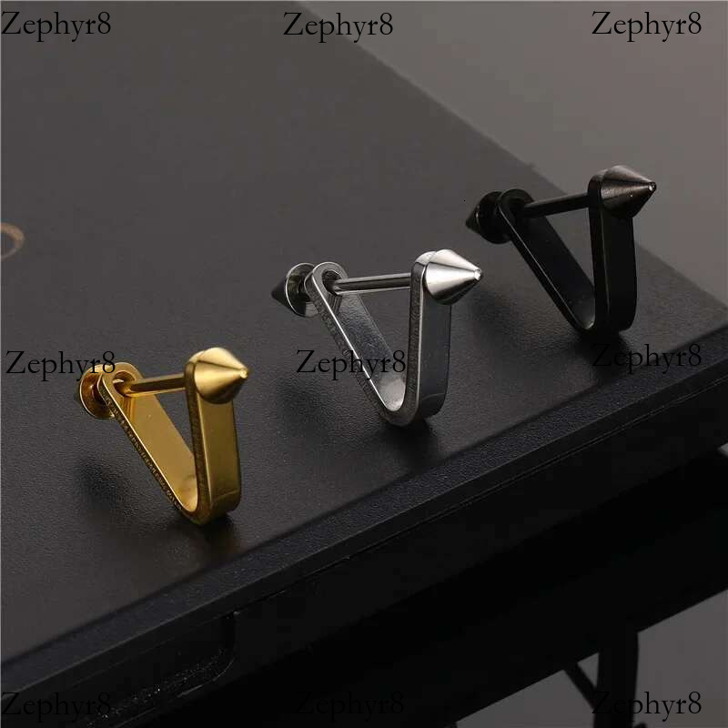 2025 New model Korean V Simple Personality Triangle Stud Earrings Punk Stainless Steel Geomertic Earring For Fashion Women Men Jewelry