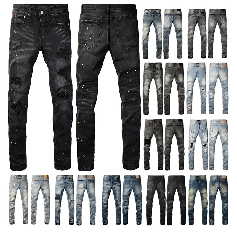 designer jean Mens Baggy Jeans - Mans Ripped Fashion Hole Retro Streetwear Casual Jean Punk Denim Cargo Slim Fit Jeans