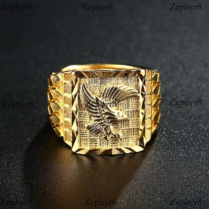 2025 New model girl Punk Rock Eagle Men 's Ring Gold Color Resizeable Finger Jewelry Never Fade