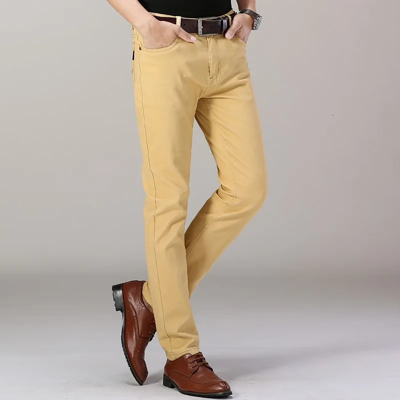 Solid Color Casual Pants Male Fashion Handsome Men Slim Straight Leg Red Stretch Long Plus Size Trousers 250311