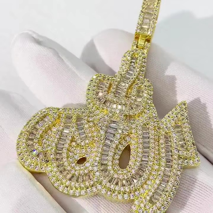 S925 Silver Moissanite Hip Hop Pendant Durable and Stylish Necklaces Collection