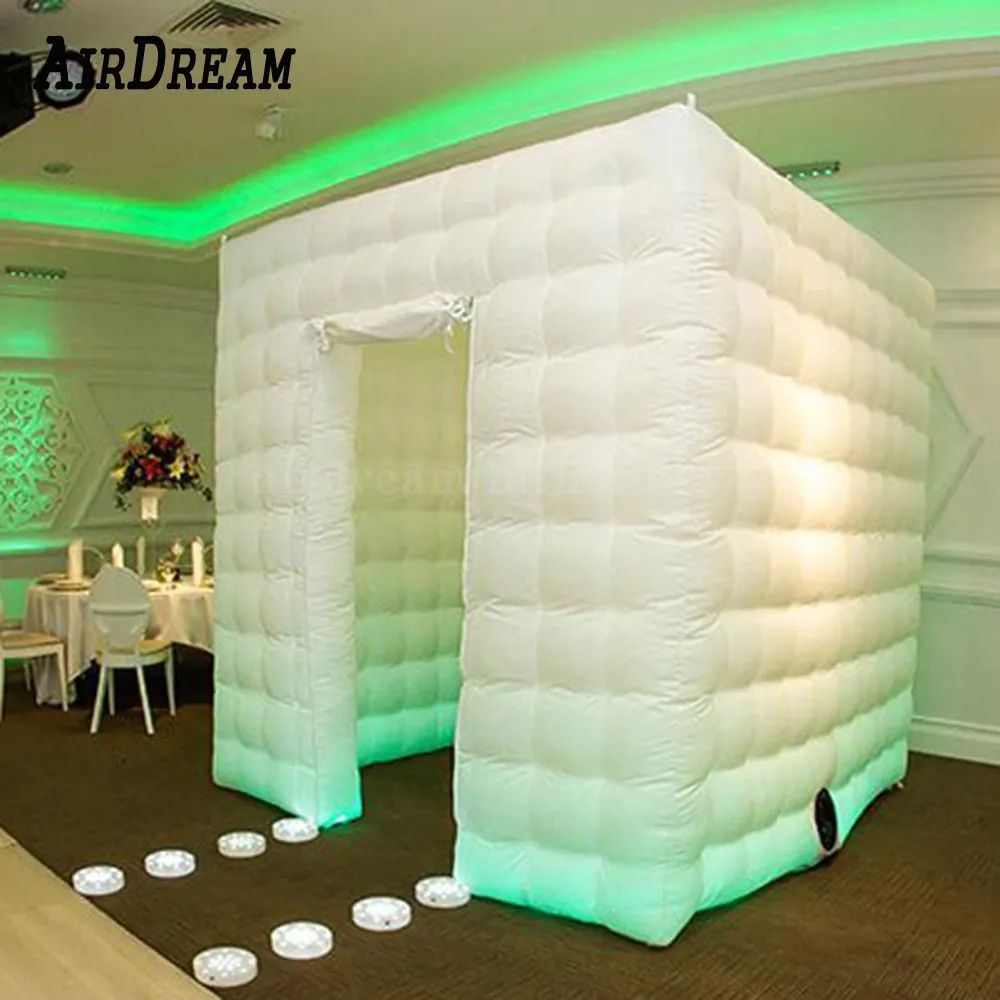 High quality Wholesale The Selfie Portable Inflatable Photo booth Cabin with Full LED Around Cube Photobooth For advertising