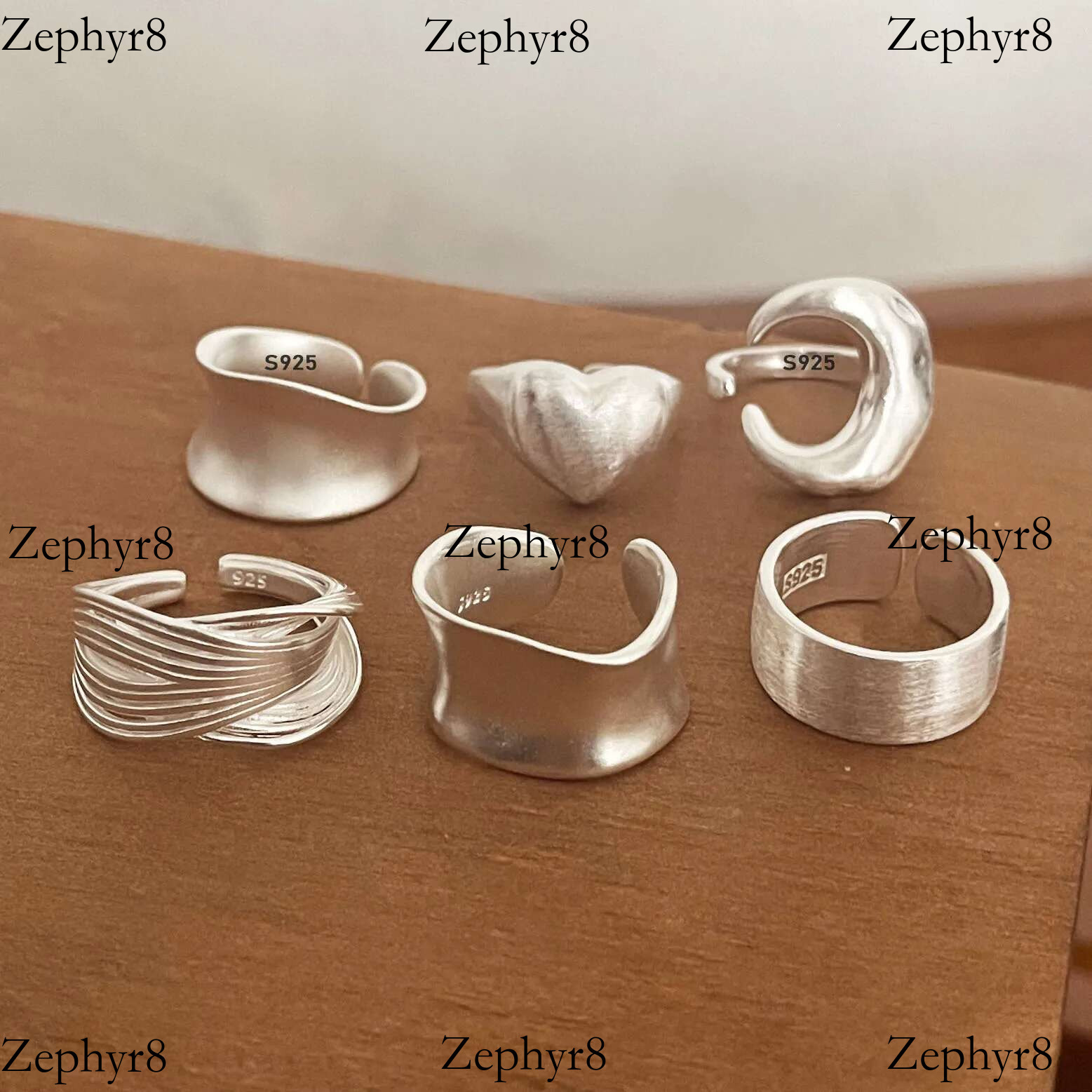2025 New model Sterg Sier Rings for Women Couple Minimalist Handmade Simple Wide Moon Ring Set Party Jewelry Gift Prevent Allergy